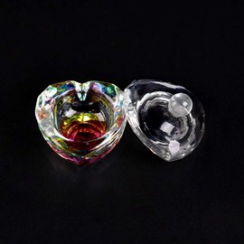 siyuwuro 1Pcs Nail Dappen Dish with Lid Crystal Heart Shape Bowl Acrylic Liquid Powder Dappen Monomer Dish Glassware Cup Nail Art Manicure Tool