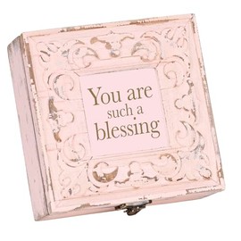 Cottage Garden You Are Such A Blessing - Blush Pink 6 x 6 Inch MDF Wood Musical Jewelry Box