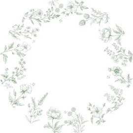 50 Pcs Green Floral Paper Place Mats, Butterfly disposable Place Mats, 13.5 inch Scalloped Disposable Sage Green Placemats Round Placemats for Table Paper Decoration for Birthday Wedding Banquet Party