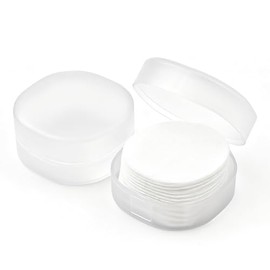 2 Pcs Portable Cotton Round Holder, Plastic Lightweight Cotton Round Dispenser, Small White Transparent Cotton Pads Holder for Makeup Remover Cottons Balls Powder Puff Floss Balls Beads Small Items
