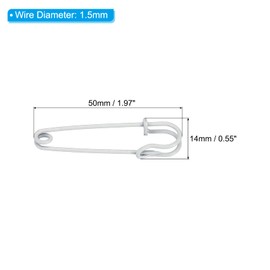 sourcing map Safety Pins 1.97 Inch Large Metal Sewing Pins for Blankets Skirts Crafts Brooch Making White 20Pcs