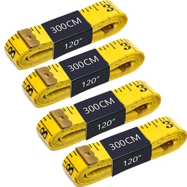 Tiardey 4pcs 300cm 120 inch Pocket Measuring Tape Double Scale Soft Tape Measure Flexible Ruler for Sewing Tailor Cloth Body Measurement - Yellow