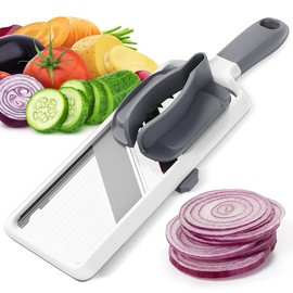 Cortador de Verduras para cocina, Cortadora Mandolina de mano con 3 ajustes grosor, Cuchillas acero inoxidable, Mango Antideslizante, fácil de usar y limpiar, ideal para frutas, verduras, ensaladas