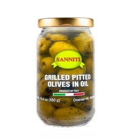 Sanniti Grilled Pitted Italian Olives in Oil, 19.4 oz | 550 g