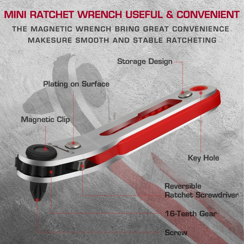 Hakkin 33PCS Ratchet Wrench Screwdriver Set 1/4“ Hex Shank Magnetic