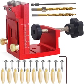 SLNXA Kit de Plantilla para Agujeros de Bolsillo, Sistema de Plantilla para Agujeros de Bolsillo Ajustable con Collares de Tope, Taco para Madera, Llave Allen para Trabajar la Madera