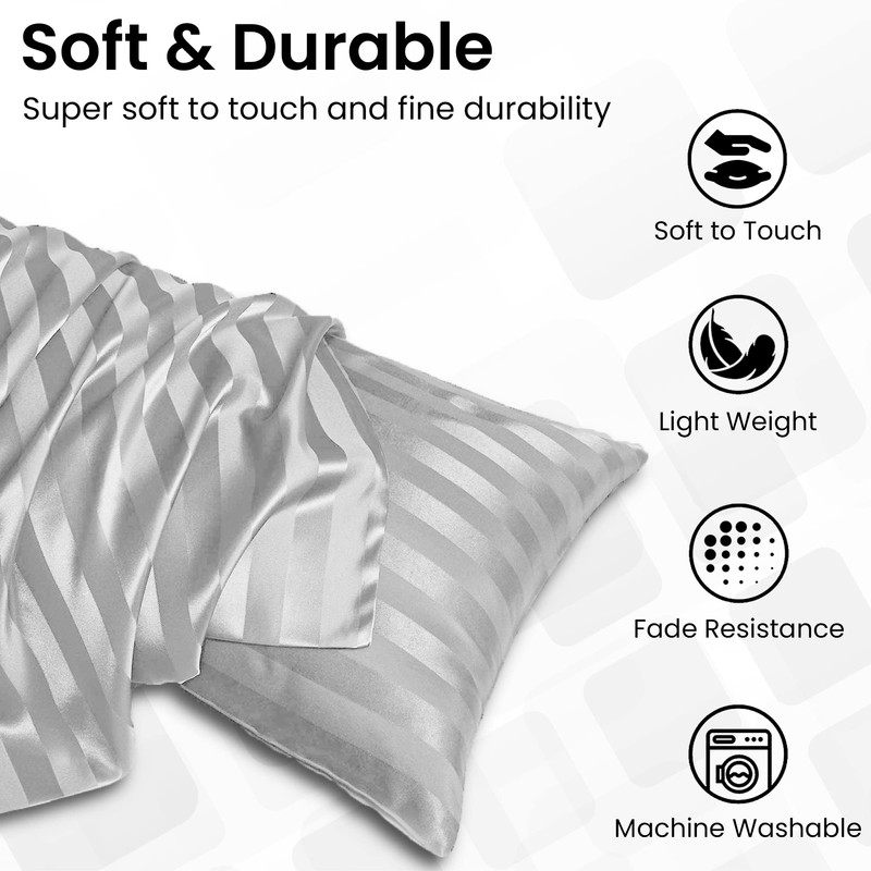 Stripe Satin Silk Pillowcase Pillow cover for Hair and Skin