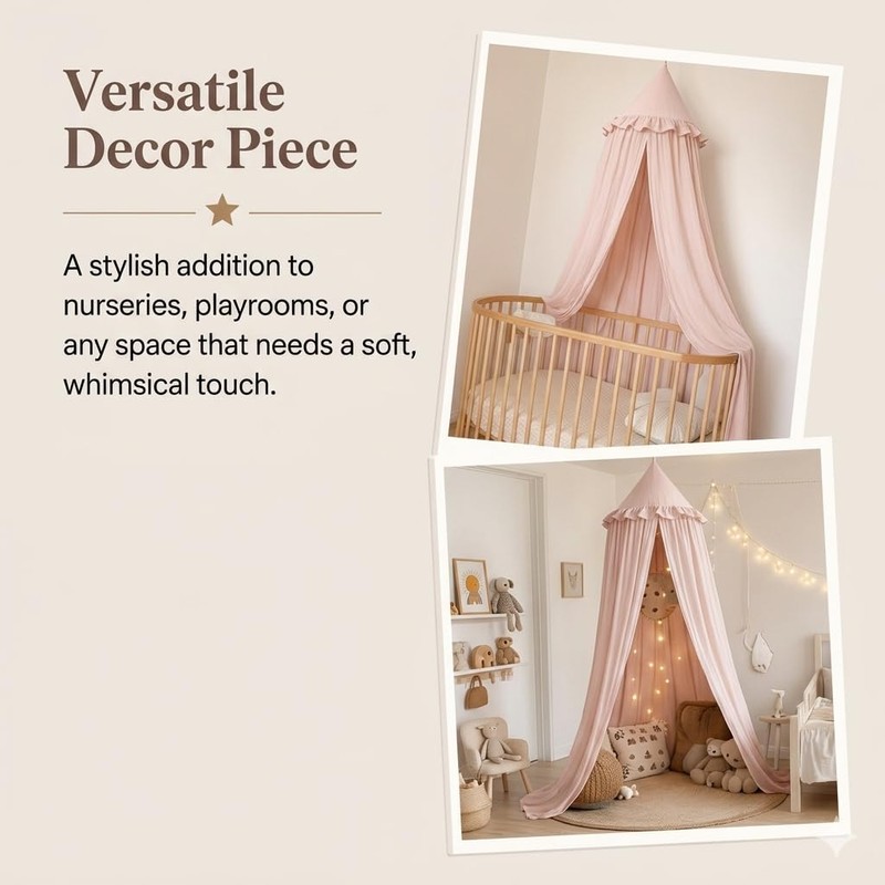 Bed Canopy for Girls, Princess Crib Canopy for Nursery, Dreamy