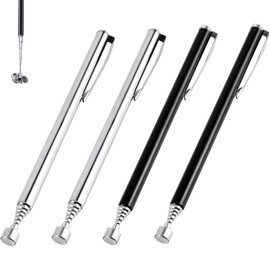 4pcs Telescopic Magnetic Pickup Tool, Telescopic Magnet, Magnetic Pickup Tool, Magnetic Sticks for Crafts, Carpentry and Tradesmen, Black and Silver, Extending to 65cm