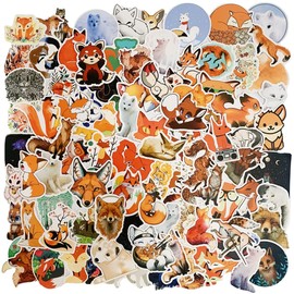 WOSHIDEFA Fox Stickers Vinyl Waterproof Stickers for Laptop,Skateboard,Water Bottles,Computer,Phone,Guitar,100PCS Fox Stickers for Kids Adult