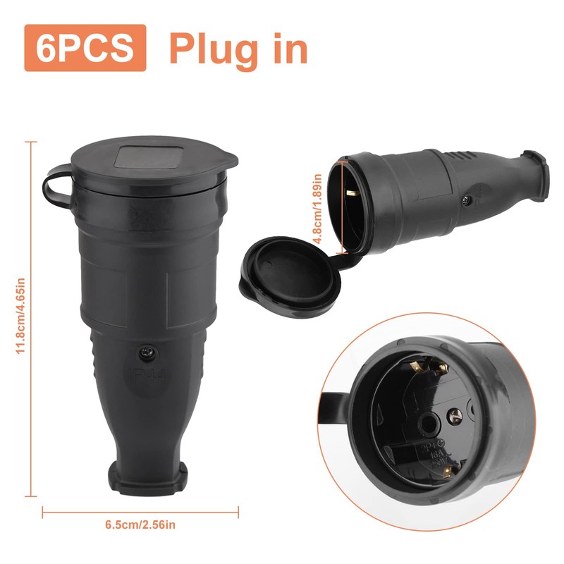 Schuko Plug and Schuko Coupling, Protective Contact Plug, Pack of