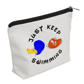 WZJHCL Cartoon Fish Makeup Pouch Bag Fish Lover Cosmetic Kit Bag Keep Just Swimming Friendship Gift (Keep Swimming)