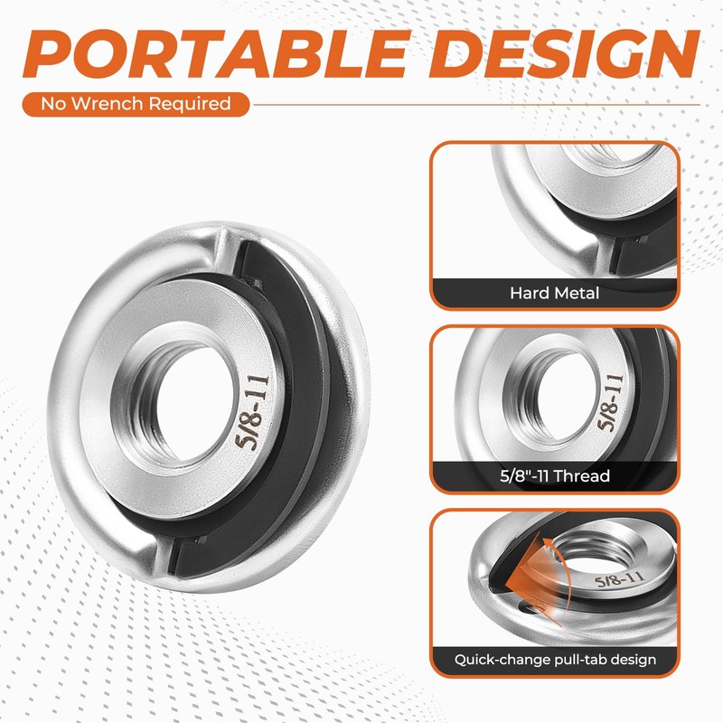 XLOCK 3PCS Quick Change Nut for 5/8''-11 Thread Angle Grinders