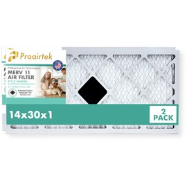 Proairtek AF14301M11DWH Model Diamond 14x30x1 Pack of 2 Air Filters, MERV 11 with One "Diamond" Activated Carbon Tile to Neutralize Odors; Durable Electrostatic Pleated Design; Made in USA