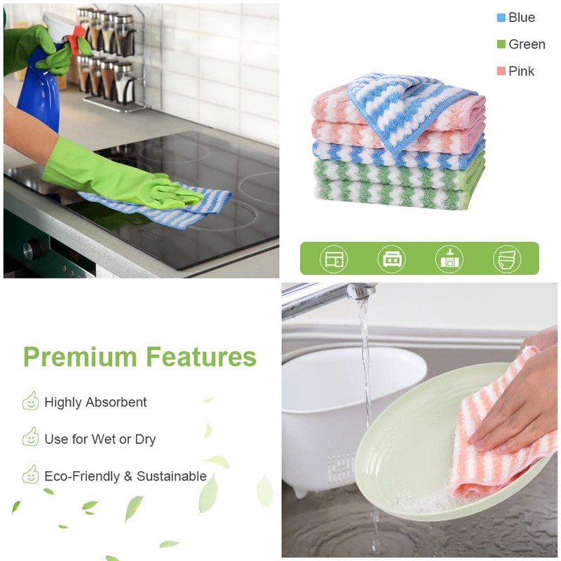Vicloon Microfiber Cleaning Cloths, 6Pcs Super Absorbent Microfibre Cleaning Cloth，Reusable