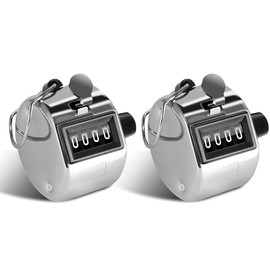 2 Pack Hand Tally Counter, Clicker Counter Handheld 4 Digit Display Metal Manual Mechanical Counter Clicker with Finger Ring for Sport Stadium Coach Referees School Event Golf