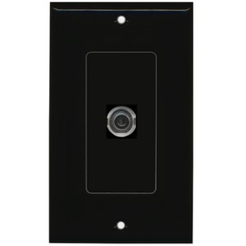 RiteAV - 1 3.5mm Audio-Headphone Jack Port Wall Plate Decorative - Black