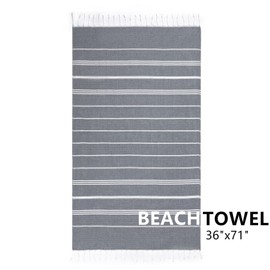 Aegero Turkish Beach Towel, 36"x71" Quick Dry Sand Free Oversized Bath Pool Swim Towel, Lightweight Travel Turkish Towels Vacation Essentials, Dark Gray