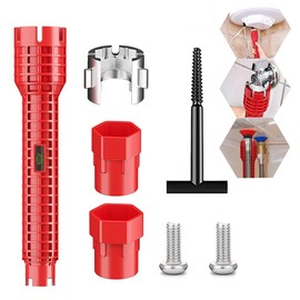 SXCCNW 8 in 1 Tap Key Tool, Multifunctional Sink Wrench, Sink Installer Tool, Sink Faucet Installer for Sink Installer Tool Sink Wrench Red