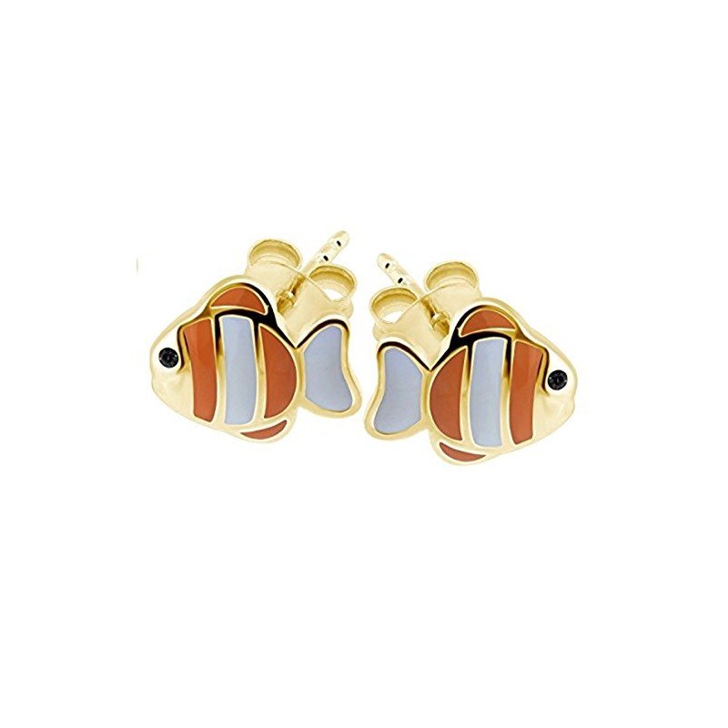 Fish Earrings 925 Sterling Silver with Gold Plating