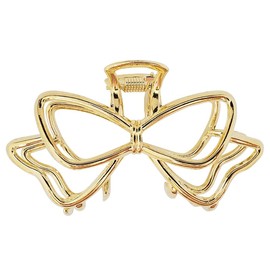 Hair Claw Metal Ribbon, Hair Clip, Hair Accessory, Stylish, Cute, Light, Simple, Elegant, Bulk Hair Silver (Gold)