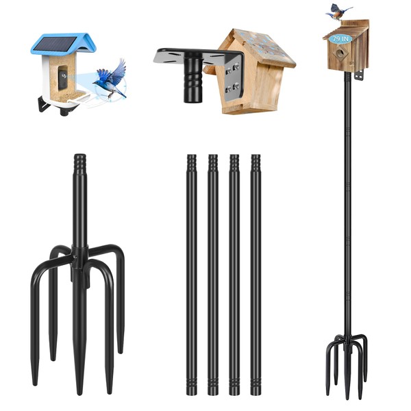 Gtongoko Smart Bird Feeder Pole 79 Inch Bluebird House Pole