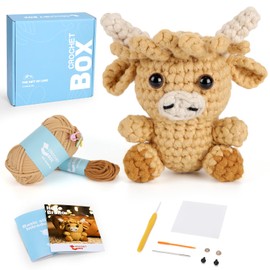 Complete Crochet Kit for Beginners - Highland Cow Crochets Kits, Include Video Tutorial, Instruction, Soft Yarn, Birthday Gift for Adults