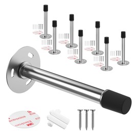 Mosike Door Stoppers, Sound Dampening Door Stop with Rubber Bumper, Wall Protetor from Door Knobs (8Pack-Sliver)
