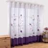 SIMPVALE Sheer Voile Floral Embroidery Curtains with Eyelets Transparent Curtain