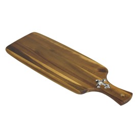 Mountain Woods Brown Fleur-de-lis Acacia Hardwood Paddle Wood Cutting Board for Kitchen | Chopping Board | Serving Tray - 20" x 7" x 0.625"