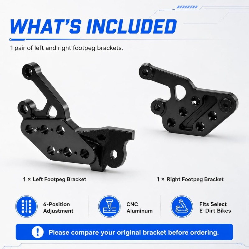 6-Position Adjustable Footrest Brackets for Talaria & SuRon Dirt Bikes