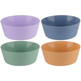 UMKY 4PCS Stackable Lightweight Kids Plastic Bowls Multi Coloured Bowl Set - Easy to Carry Sturdy Kids Reusable Toddler Bowl Mealtime Tableware Dinnerware for Summer Party Picnic Camping
