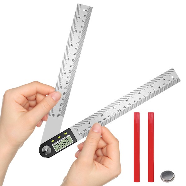 Flintronic Digital Angle Finder, 8"/200mm Digital Inclinometer Protractor, Stainless Steel