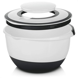 com-four® Mixing Bowls, Fabulous Salad and Baking Bowls with Non-Slip Base, Pouring Spout, Non-Slip Handle and Splash Guard Lid with Stirring Opening