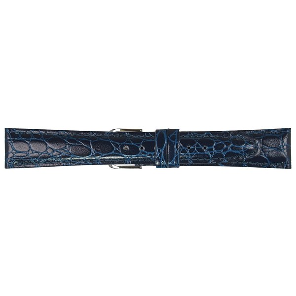 Mimosa Watch Band RA Shape Embossed Crocodile 18mm Navy