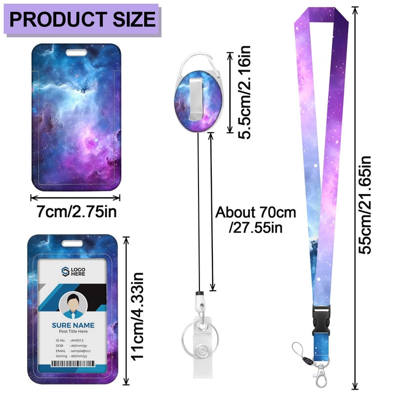 Lanyard for Keys with Retractable Reel Clip and Hard Vertical