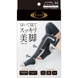 Gunze RIZAP Women's Compression Over Knees, For Sleeping And Refreshing Legs For Sleeping, Touress, With Heels, Moku Charcoal, L, mochcharcoal