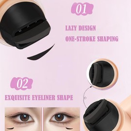 Sitovely 2PCS Flüssiger Eyeliner Stempel Set, Liquid Eyeliner Stamp, Doppelköpfig Wisch und wasserfest Schwarzer eyeliner Stift, Katzenaugen Schablonen Augen Tattoo Makeup(Schwarz+Braun)