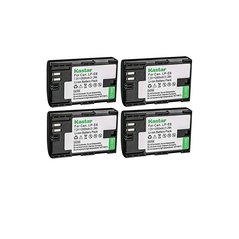 Kastar Battery 4 Pack for LP-E6 LP-E6N, EOS 60D 60Da