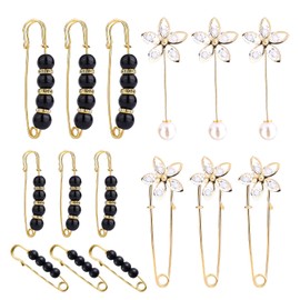 15pcs Pearl Brooch Pins, Sweater Shawl Pins Double Faux Pearl Brooch Pins Decorative Safety Pins for Women Clothing Pants Dress Skirt Waist Decoration Accessories