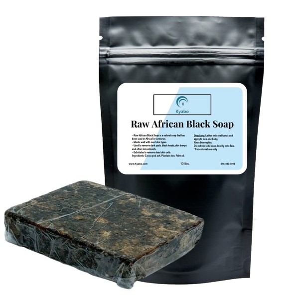 Raw African Black Soap 10 lb. - 100% Pure Natural Organic From Ghana | Body Wash, Face Cleanser, Hair & Soap Bulk