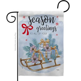 Breeze Decor Winter Wonderland Season Greetings Garden Flag Snowflake Snowman Ice Skate Wintertime Snow Small Decorative Gift Yard House Banner Double-Sided Made in USA 13 X 18.5