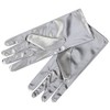 Silver Satin Gloves Wrist Length For Ladies (Silver)