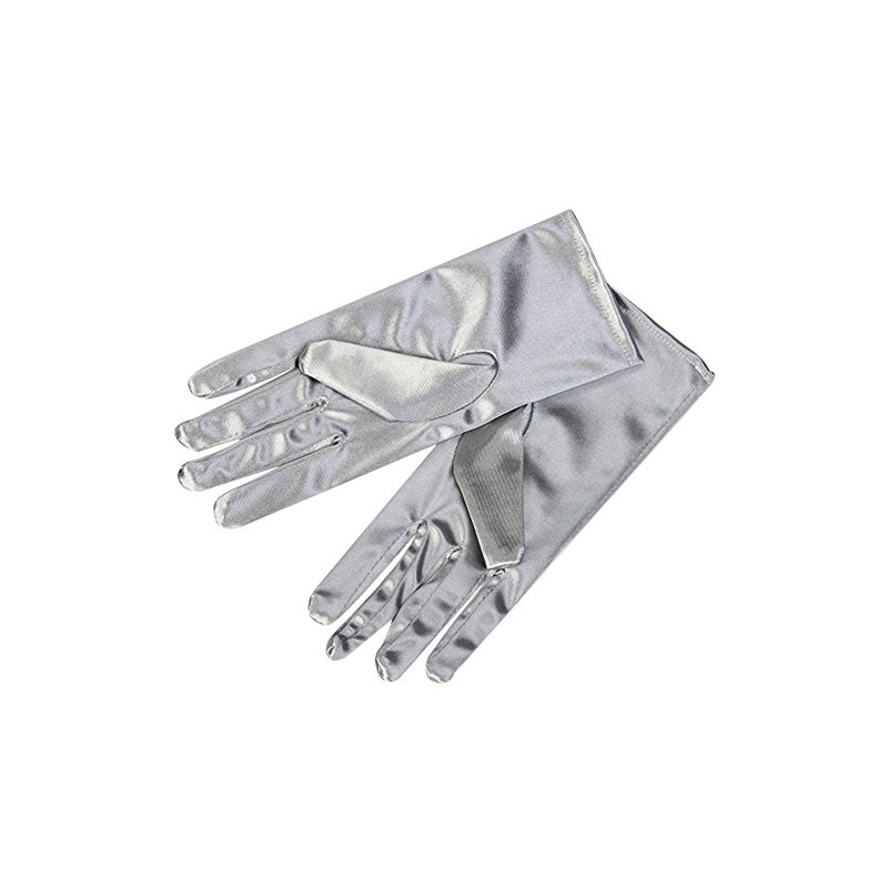 Silver Satin Gloves Wrist Length For Ladies (Silver)