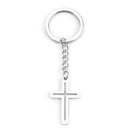 Stainless Steel Cross Keychain with Hollow Design,Creative Key Holder, Fashionable Pendant,Ideal Present for Teachers,Unique and Inspirational Gift Option for Birthdays, Graduations or Christmas