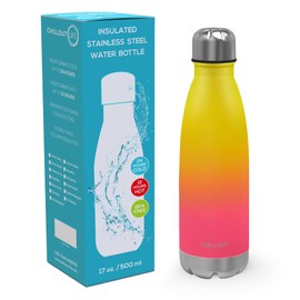 CHILLOUT LIFE - Botella de agua de acero inoxidable: 17 onzas, doble pared aislada con forma de botella de cola para bebidas frías y calientes, botella deportiva de metal sin BPA