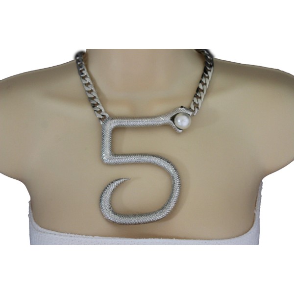 Unbranded Women Silver Short Necklace Thick Metal Chains Big 5