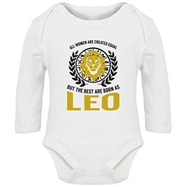 Hippowarehouse All Women are Created Equal but The Best are Born as Leo Baby Vest Bodysuit (Long Sleeve) Boys Girls White