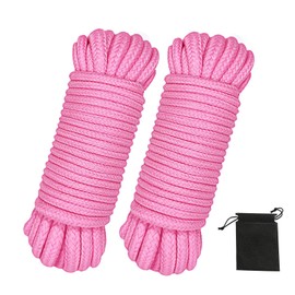 picoggo Soft Cotton Rope, 32 feet / 10m Rope, 8mm Thick, Soft Rope, Long Rope, Soft Tying Rope (Pink+Pink)