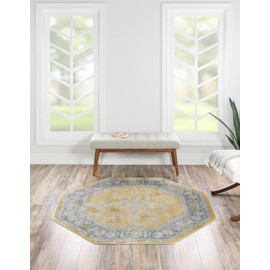 Unique Loom Baracoa Collection Area Rug - Prado (8' 2" Octagon, Yellow/ Ivory)